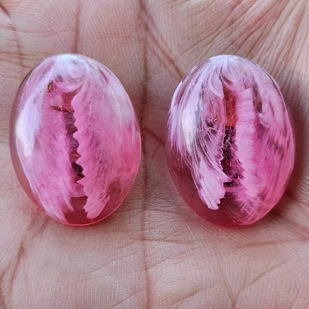 W.Germany Women Earrings Vintage Jewelry Pink/Gold Stud Clip On Earrings